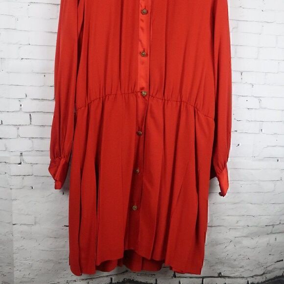 EPISODE BY CAROLYN WIGHT FREEMAN VINTAGE 90'S RED SILK LONG SLEEVE MIDI DRESS - Picture 7 of 14